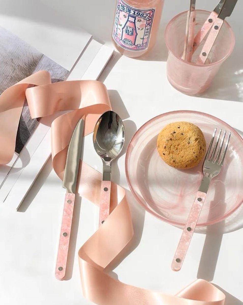 Set of 10 Sleek Modern Pinky Elegant Salt Lake Flatware Cutlery Silverware Set-4