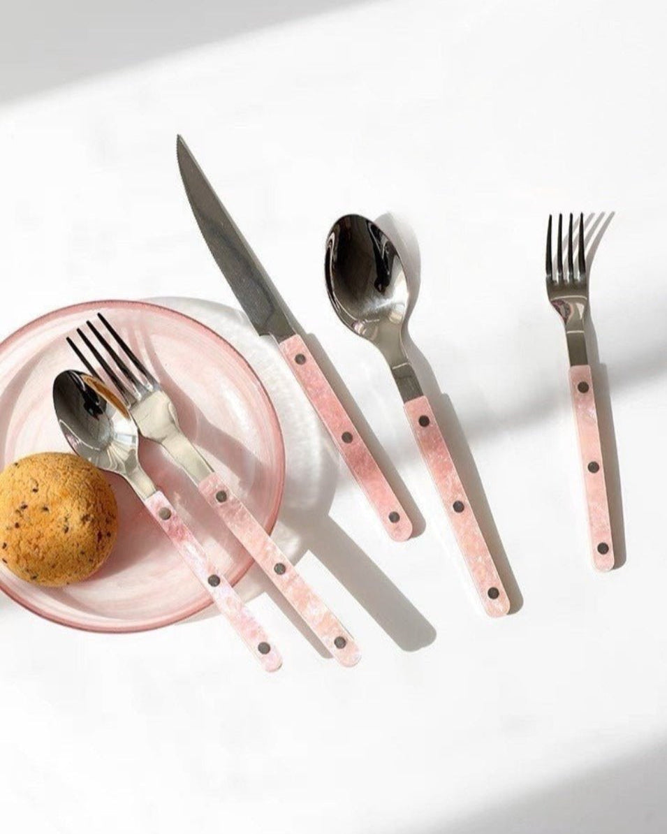 Set of 10 Sleek Modern Pinky Elegant Salt Lake Flatware Cutlery Silverware Set-3