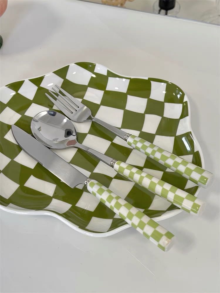 6 - Pack Modern Checkered Flatware Sets ( $4 / count )-5