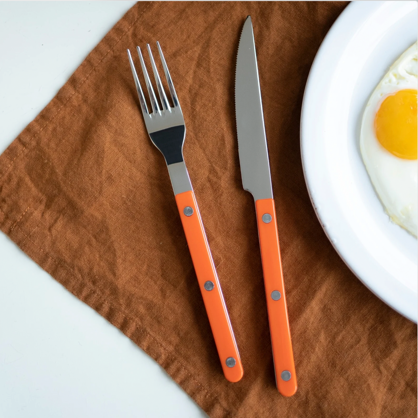 Flatware Set - 8-Piece Stainless Steel Cutlery (Orange)