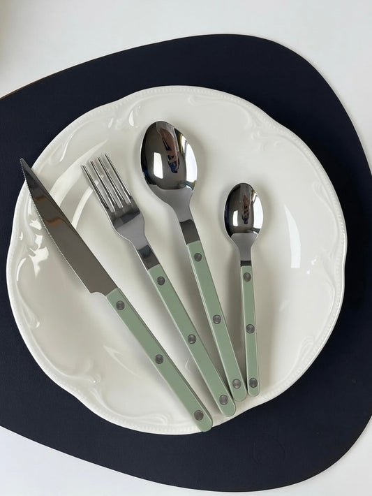 Elegant Modern Nordic Flatware Set Of 8 ( $4.9 Each ) - Bistrot Rivet Cutlery Silverware-6