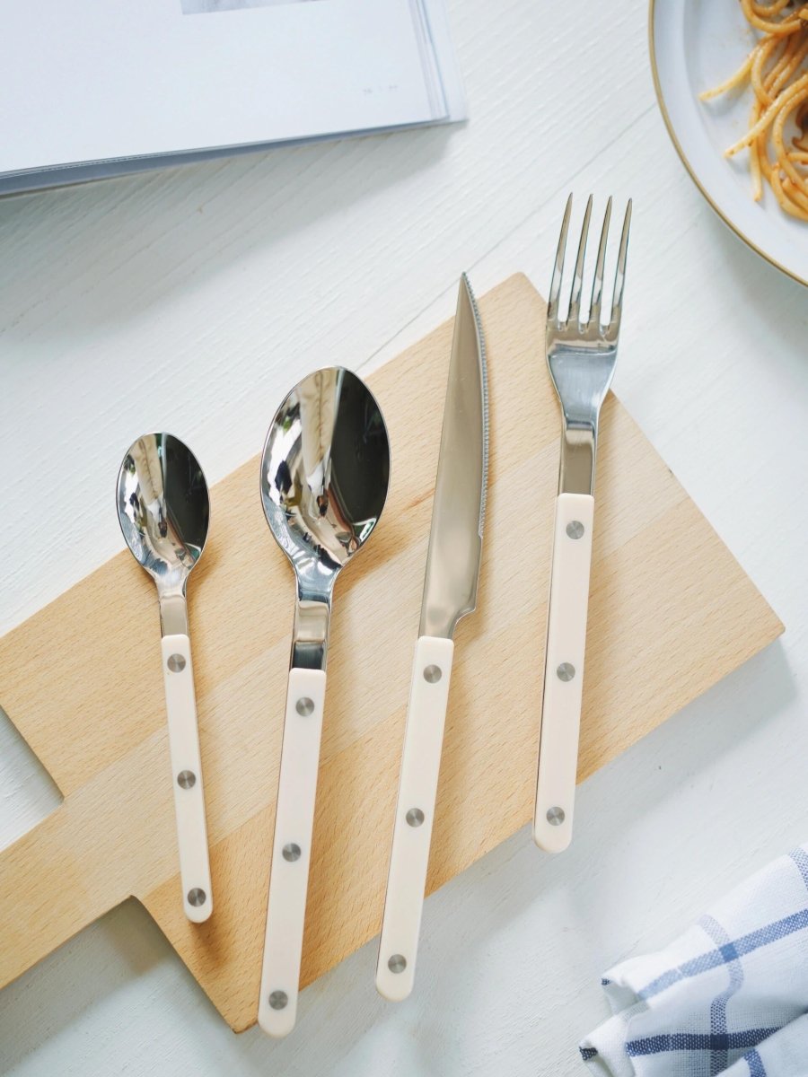 Elegant Modern Nordic Flatware Set Of 8 ( $4.9 Each ) - Bistrot Rivet Cutlery Silverware-1