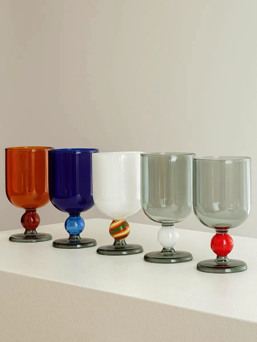 Gumballs Wine Glass Set - Eclectic Whimsical Coloured Cocktail Glasses-1