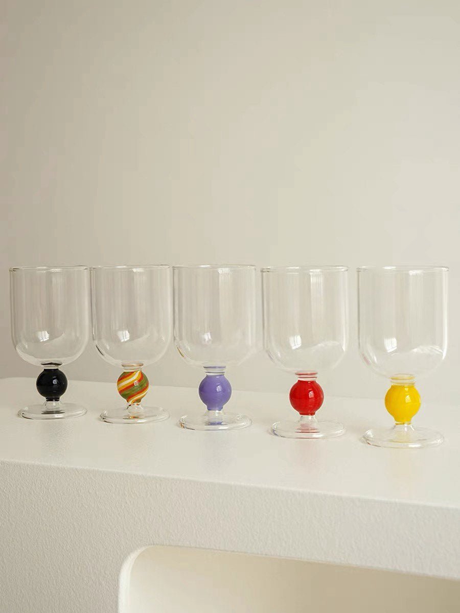 Gumballs Wine Glass Set - Eclectic Whimsical Coloured Cocktail Glasses-2