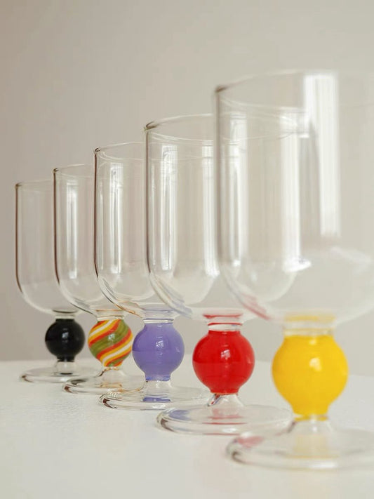 Gumballs Wine Glass Set - Eclectic Whimsical Coloured Cocktail Glasses-3