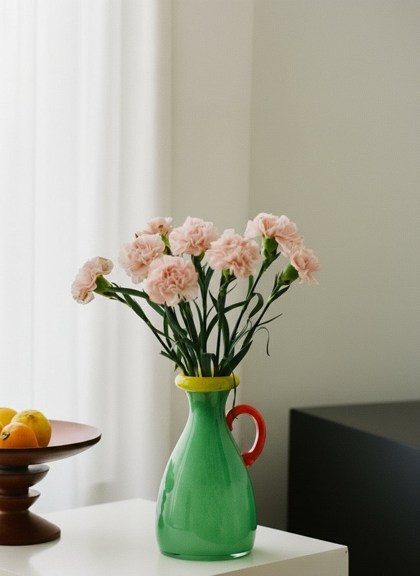 Handblown Bonbon Dopamine Bottle Vase, Whimsical Vintage Vase Centrepiece-5