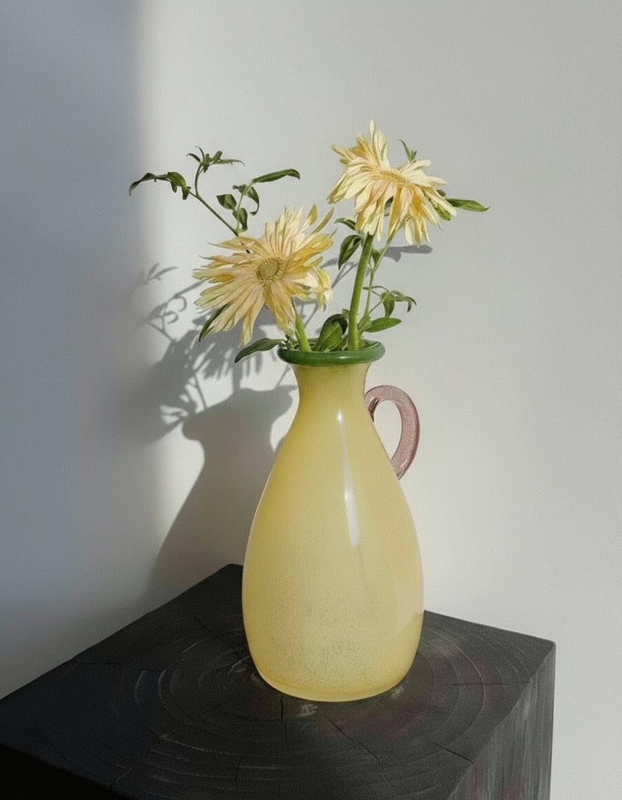 Handblown Bonbon Dopamine Bottle Vase, Whimsical Vintage Vase Centrepiece-7