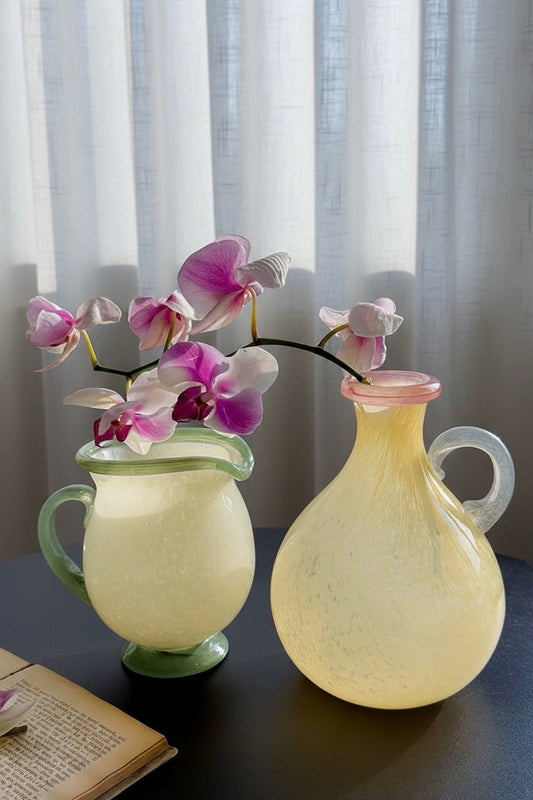 Handblown Bonbon Dopamine Bottle Vase, Whimsical Vintage Vase Centrepiece-1
