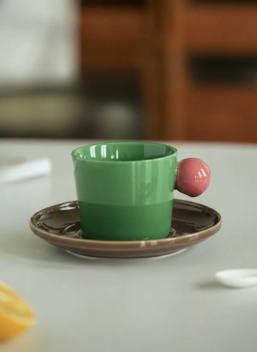 Handmade Skittles Coffee Mug With Saucer - Cute Dopamine Espresso Cup-9