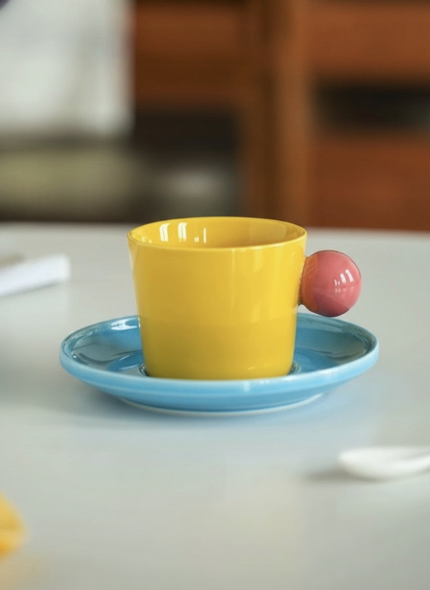 Handmade Skittles Coffee Mug With Saucer - Cute Dopamine Espresso Cup-7