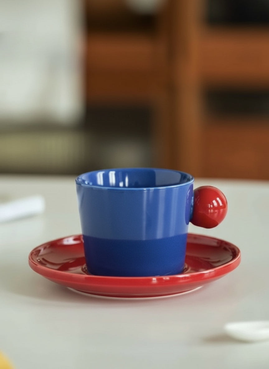 Handmade Skittles Coffee Mug With Saucer - Cute Dopamine Espresso Cup-5
