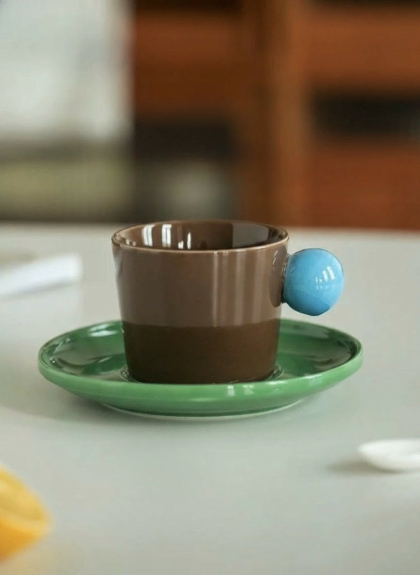 Handmade Skittles Coffee Mug With Saucer - Cute Dopamine Espresso Cup-8