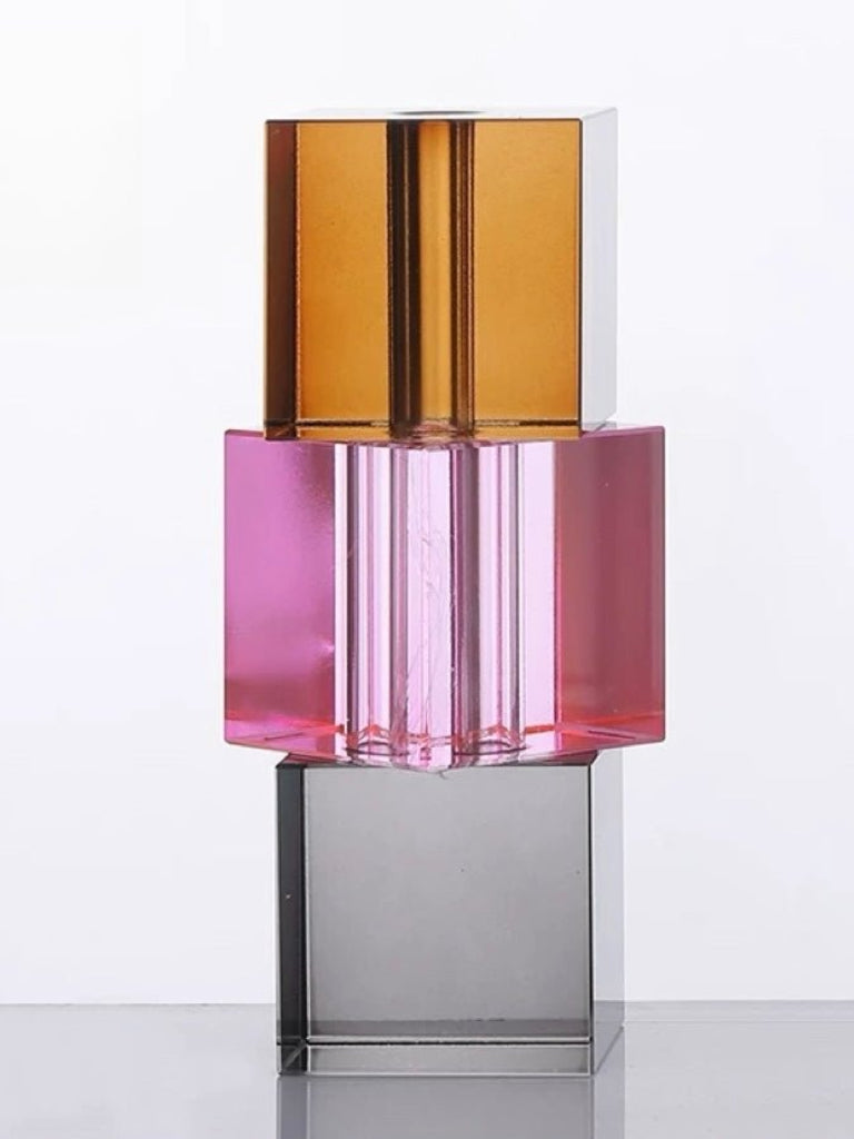Modern Crystal Cube Bud Vase, Dopamine Table Setting Centrepieces-5