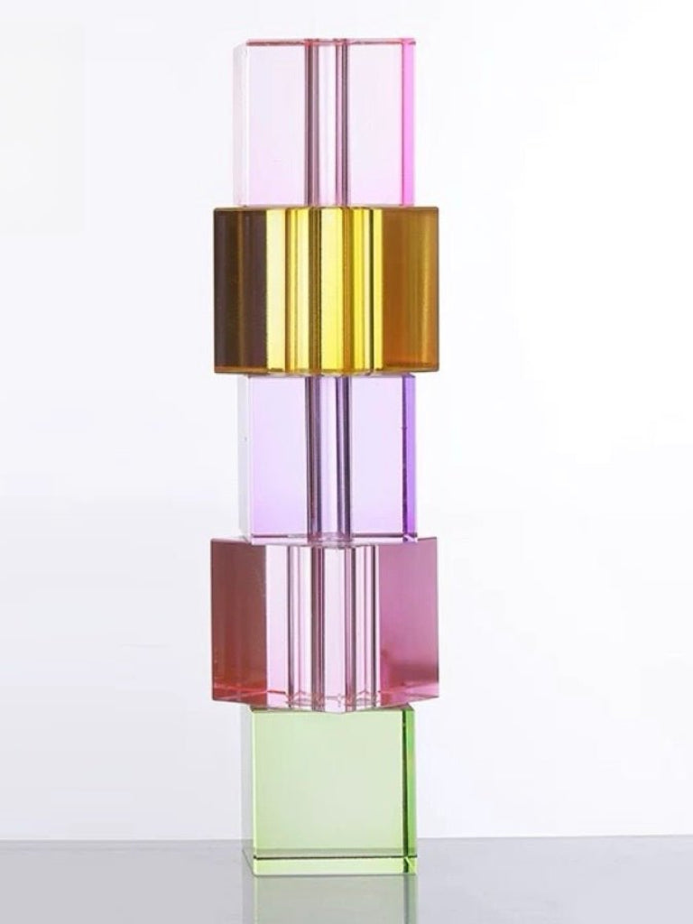 Modern Crystal Cube Bud Vase, Dopamine Table Setting Centrepieces-7