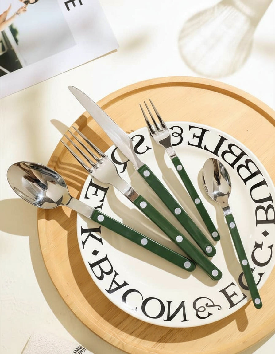 Set Of 10 Pcs French Dopamine Cutlery Flatware - Bistrot Style Silverware Set-3