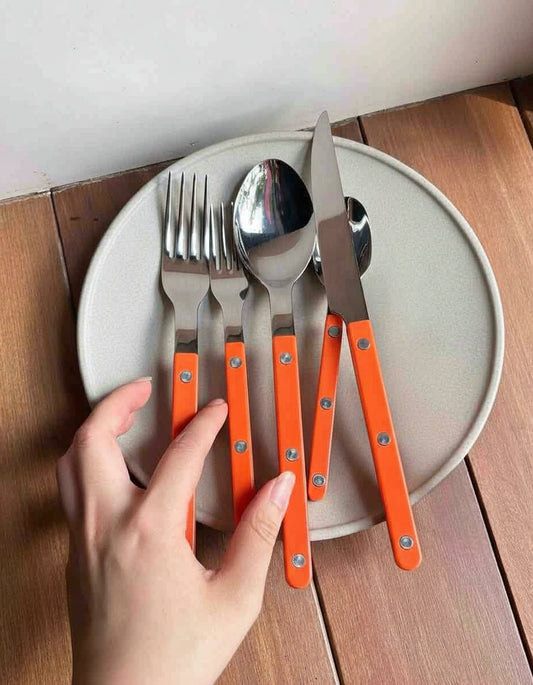 Set Of 10 Pcs French Dopamine Cutlery Flatware - Bistrot Style Silverware Set-4