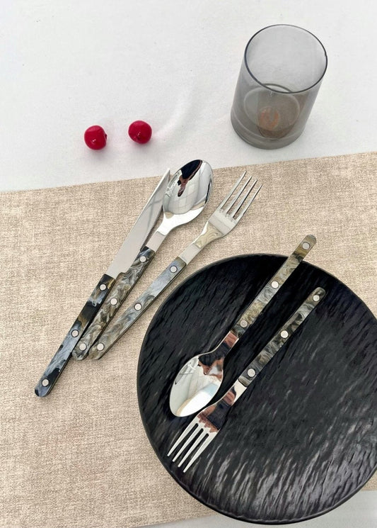 Set Of 10 Pcs Modern Elegant Terra Flatware - Bistrot Style Cutlery Silverware Set-0