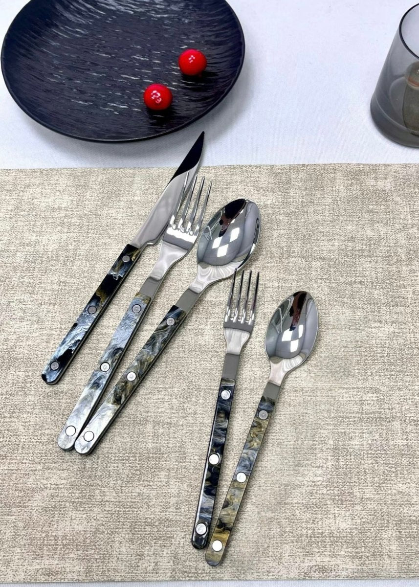 Set Of 10 Pcs Modern Elegant Terra Flatware - Bistrot Style Cutlery Silverware Set-1