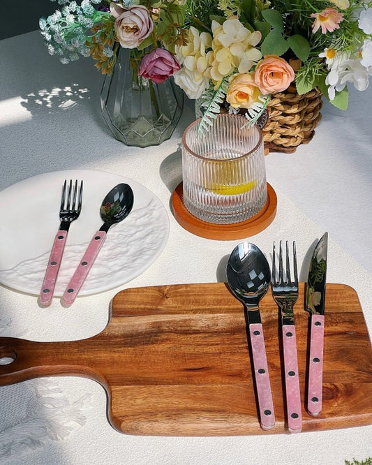 Set of 10 Sleek Modern Pinky Elegant Salt Lake Flatware Cutlery Silverware Set-1