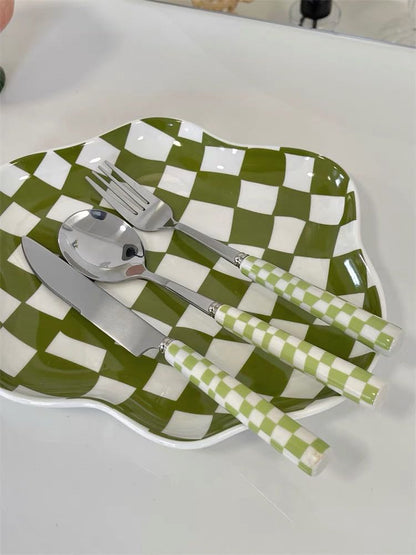 6 - Pack Modern Checkered Flatware Sets ( $4 / count )-5