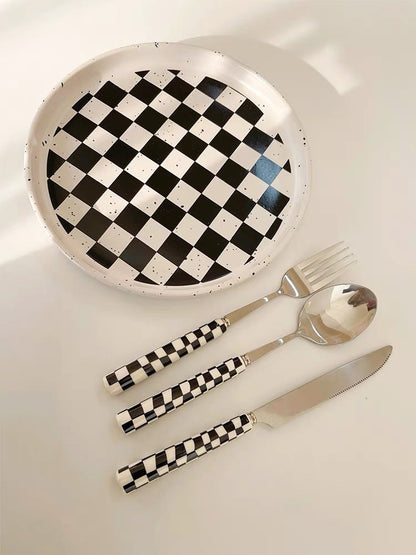 6 - Pack Modern Checkered Flatware Sets ( $4 / count )-6