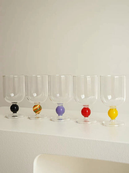 Gumballs Wine Glass Set - Eclectic Whimsical Coloured Cocktail Glasses-2