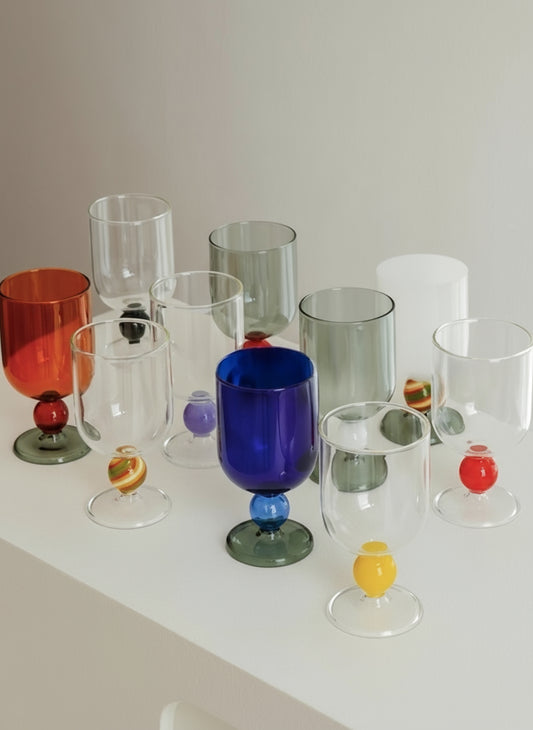 Gumballs Wine Glass Set - Eclectic Whimsical Coloured Cocktail Glasses-0