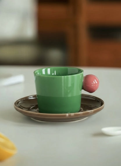 Handmade Skittles Coffee Mug With Saucer - Cute Dopamine Espresso Cup-9