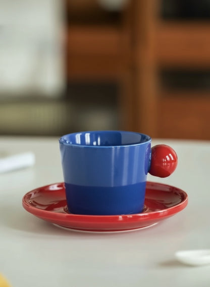 Handmade Skittles Coffee Mug With Saucer - Cute Dopamine Espresso Cup-5